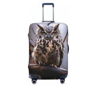DWVTFSM Travel Luggage Cover Elastic Anti-Scratch Suitcase Protector Washable Travel Suitcase Cover Owl On A Branch Luggage Protector Fits 18-32 Inch Suitcase, Black, L