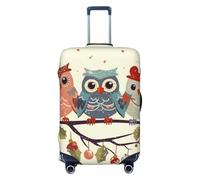 DWVTFSM Travel Luggage Cover Elastic Anti-Scratch Suitcase Protector Washable Travel Suitcase Cover Cute Christmas Owls On Branch Luggage Protector Fits 18-32 Inch Suitcase, Black, L