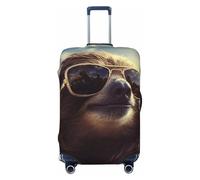 DWVTFSM Travel Luggage Cover Elastic Anti-Scratch Suitcase Protector Washable Travel Suitcase Cover Sloth With Sunglasses Luggage Protector Fits 18-32 Inch Suitcase, Black, XL
