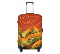 DWVTFSM Travel Luggage Cover Elastic Anti-Scratch Suitcase Protector Washable Travel Suitcase Cover Food Pattern Funny Luggage Protector Fits 18-32 Inch Suitcase, Black, M