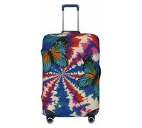 DWVTFSM Travel Luggage Cover Elastic Anti-Scratch Suitcase Protector Washable Travel Suitcase Cover Tie Dye Butterfly Swirl Luggage Protector Fits 18-32 Inch Suitcase, Black, S