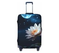 DWVTFSM Travel Luggage Cover Elastic Anti-Scratch Suitcase Protector Washable Travel Suitcase Cover Flower And Moon Luggage Protector Fits 18-32 Inch Suitcase, Black, L