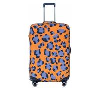 DWVTFSM Travel Luggage Cover Elastic Anti-Scratch Suitcase Protector Washable Travel Suitcase Cover Orange And Blue Leopard Print Luggage Protector Fits 18-32 Inch Suitcase, Black, L