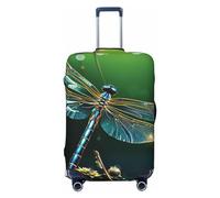 DWVTFSM Travel Luggage Cover Elastic Anti-Scratch Suitcase Protector Washable Travel Suitcase Cover Dragonfly Green Luggage Protector Fits 18-32 Inch Suitcase, Black, S