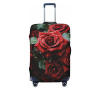 DWVTFSM Travel Luggage Cover Elastic Anti-Scratch Suitcase Protector Washable Travel Suitcase Cover Red And Black Rose Luggage Protector Fits 18-32 Inch Suitcase, Black, M