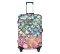 DWVTFSM Travel Luggage Cover Elastic Anti-Scratch Suitcase Protector Washable Travel Suitcase Cover Pearl Fantasy Mermaid Scales Luggage Protector Fits 18-32 Inch Suitcase, Black, L