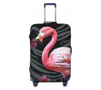 DWVTFSM Travel Luggage Cover Elastic Anti-Scratch Suitcase Protector Washable Travel Suitcase Cover Pink Flamingo Luggage Protector Fits 18-32 Inch Suitcase, Black, M