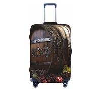 DWVTFSM Travel Luggage Cover Elastic Anti-Scratch Suitcase Protector Washable Travel Suitcase Cover Red Wine Barrel Luggage Protector Fits 18-32 Inch Suitcase, Black, XL