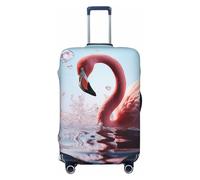 DWVTFSM Travel Luggage Cover Elastic Anti-Scratch Suitcase Protector Washable Travel Suitcase Cover Elegant Pink Flamingos In Water Luggage Protector Fits 18-32 Inch Suitcase, Black, M