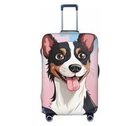 DWVTFSM Travel Luggage Cover Elastic Anti-Scratch Suitcase Protector Washable Travel Suitcase Cover Rat Terrier Dog Luggage Protector Fits 18-32 Inch Suitcase, Black, S