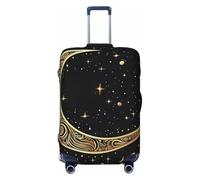 DWVTFSM Travel Luggage Cover Elastic Anti-Scratch Suitcase Protector Washable Travel Suitcase Cover Crescent Moon Pattern On Black Background Luggage Protector Fits 18-32 Inch Suitcase, Black, S