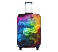 DWVTFSM Travel Luggage Cover Elastic Anti-Scratch Suitcase Protector Washable Travel Suitcase Cover Rainbow Smoke Luggage Protector Fits 18-32 Inch Suitcase, Black, XL