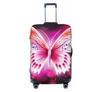 DWVTFSM Travel Luggage Cover Elastic Anti-Scratch Suitcase Protector Washable Travel Suitcase Cover Pink Butterfly Luggage Protector Fits 18-32 Inch Suitcase, Black, M