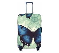 DWVTFSM Travel Luggage Cover Elastic Anti-Scratch Suitcase Protector Washable Travel Suitcase Cover Blue Butterfly Pattern Luggage Protector Fits 18-32 Inch Suitcase, Black, L