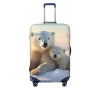 DWVTFSM Travel Luggage Cover Elastic Anti-Scratch Suitcase Protector Washable Travel Suitcase Cover Cute Polar Bears Luggage Protector Fits 18-32 Inch Suitcase, Black, S