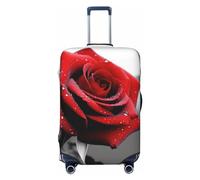 DWVTFSM Travel Luggage Cover Elastic Anti-Scratch Suitcase Protector Washable Travel Suitcase Cover Black And White Red Rose Luggage Protector Fits 18-32 Inch Suitcase, Black, L