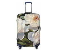 DWVTFSM Travel Luggage Cover Elastic Anti-Scratch Suitcase Protector Washable Travel Suitcase Cover White Peony Luggage Protector Fits 18-32 Inch Suitcase, Black, M