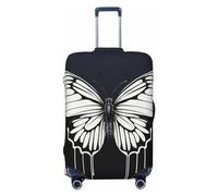 DWVTFSM Travel Luggage Cover Elastic Anti-Scratch Suitcase Protector Washable Travel Suitcase Cover A Black And White Butterfly Luggage Protector Fits 18-32 Inch Suitcase, Black, XL