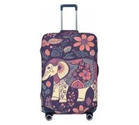 DWVTFSM Travel Luggage Cover Elastic Anti-Scratch Suitcase Protector Washable Travel Suitcase Cover Flower-Elephant Luggage Protector Fits 18-32 Inch Suitcase, Black, XL