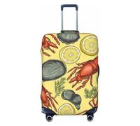 DWVTFSM Travel Luggage Cover Elastic Anti-Scratch Suitcase Protector Washable Travel Suitcase Cover Lobster And Lemon Luggage Protector Fits 18-32 Inch Suitcase, Black, XL