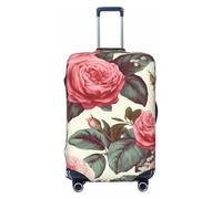DWVTFSM Travel Luggage Cover Elastic Anti-Scratch Suitcase Protector Washable Travel Suitcase Cover Floral Flower Rose Pink Luggage Protector Fits 18-32 Inch Suitcase, Black, XL