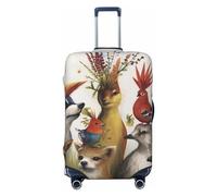 DWVTFSM Travel Luggage Cover Elastic Anti-Scratch Suitcase Protector Washable Travel Suitcase Cover Animal Party Luggage Protector Fits 18-32 Inch Suitcase, Black, XL