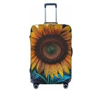 DWVTFSM Travel Luggage Cover Elastic Anti-Scratch Suitcase Protector Washable Travel Suitcase Cover The Most Beautiful Sunflower Luggage Protector Fits 18-32 Inch Suitcase, Black, M