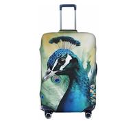 DWVTFSM Travel Luggage Cover Elastic Anti-Scratch Suitcase Protector Washable Travel Suitcase Cover Cute Peacock Luggage Protector Fits 18-32 Inch Suitcase, Black, M