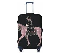 DWVTFSM Travel Luggage Cover Elastic Anti-Scratch Suitcase Protector Washable Travel Suitcase Cover Dressage Dressage Rider Horse Luggage Protector Fits 18-32 Inch Suitcase, Black, XL