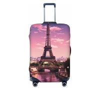 DWVTFSM Travel Luggage Cover Elastic Anti-Scratch Suitcase Protector Washable Travel Suitcase Cover Pink Paris Luggage Protector Fits 18-32 Inch Suitcase, Black, L