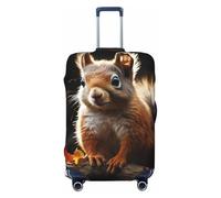 DWVTFSM Travel Luggage Cover Elastic Anti-Scratch Suitcase Protector Washable Travel Suitcase Cover Squirrel In The Woods Luggage Protector Fits 18-32 Inch Suitcase, Black, M