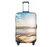 DWVTFSM Travel Luggage Cover Elastic Anti-Scratch Suitcase Protector Washable Travel Suitcase Cover Heart Shape Romantic Beach Luggage Protector Fits 18-32 Inch Suitcase, Black, L