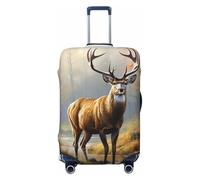 DWVTFSM Travel Luggage Cover Elastic Anti-Scratch Suitcase Protector Washable Travel Suitcase Cover Deer Wildlife Art Luggage Protector Fits 18-32 Inch Suitcase, Black, S