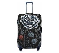 DWVTFSM Travel Luggage Cover Elastic Anti-Scratch Suitcase Protector Washable Travel Suitcase Cover Rose Gothic Luggage Protector Fits 18-32 Inch Suitcase, Black, M
