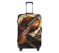 DWVTFSM Travel Luggage Cover Elastic Anti-Scratch Suitcase Protector Washable Travel Suitcase Cover Violin And Book Luggage Protector Fits 18-32 Inch Suitcase, Black, XL