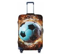 DWVTFSM Travel Luggage Cover Elastic Anti-Scratch Suitcase Protector Washable Travel Suitcase Cover Soccer Ball Flying In The Air Luggage Protector Fits 18-32 Inch Suitcase, Black, M