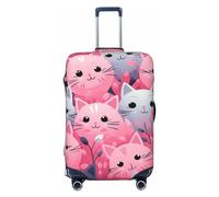 DWVTFSM Travel Luggage Cover Elastic Anti-Scratch Suitcase Protector Washable Travel Suitcase Cover Pink Cat Luggage Protector Fits 18-32 Inch Suitcase, Black, S