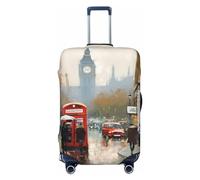 DWVTFSM Travel Luggage Cover Elastic Anti-Scratch Suitcase Protector Washable Travel Suitcase Cover London Impression Luggage Protector Fits 18-32 Inch Suitcase, Black, S