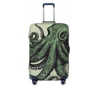 DWVTFSM Travel Luggage Cover Elastic Anti-Scratch Suitcase Protector Washable Travel Suitcase Cover Green Octopus Luggage Protector Fits 18-32 Inch Suitcase, Black, M