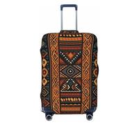 DWVTFSM Travel Luggage Cover Elastic Anti-Scratch Suitcase Protector Washable Travel Suitcase Cover Traditional African Design Pattern Luggage Protector Fits 18-32 Inch Suitcase, Black, L