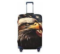DWVTFSM Travel Luggage Cover Elastic Anti-Scratch Suitcase Protector Washable Travel Suitcase Cover Flag And Eagle Luggage Protector Fits 18-32 Inch Suitcase, Black, M