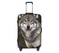 DWVTFSM Travel Luggage Cover Elastic Anti-Scratch Suitcase Protector Washable Travel Suitcase Cover Wild Wild Gray Wolf Luggage Protector Fits 18-32 Inch Suitcase, Black, S