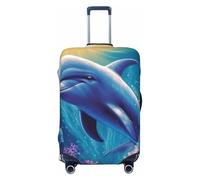 DWVTFSM Travel Luggage Cover Elastic Anti-Scratch Suitcase Protector Washable Travel Suitcase Cover Cute Dolphin Luggage Protector Fits 18-32 Inch Suitcase, Black, M