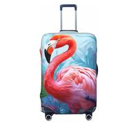 DWVTFSM Travel Luggage Cover Elastic Anti-Scratch Suitcase Protector Washable Travel Suitcase Cover Painted Flamingo Luggage Protector Fits 18-32 Inch Suitcase, Black, L