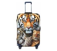 DWVTFSM Travel Luggage Cover Elastic Anti-Scratch Suitcase Protector Washable Travel Suitcase Cover Lion Tiger Leopard And Butterfly Luggage Protector Fits 18-32 Inch Suitcase, Black, M