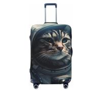 DWVTFSM Travel Luggage Cover Elastic Anti-Scratch Suitcase Protector Washable Travel Suitcase Cover Astronaut Cat In Space Luggage Protector Fits 18-32 Inch Suitcase, Black, XL
