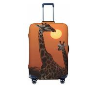 DWVTFSM Travel Luggage Cover Elastic Anti-Scratch Suitcase Protector Washable Travel Suitcase Cover Giraffe At Sunset Luggage Protector Fits 18-32 Inch Suitcase, Black, XL