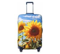 DWVTFSM Travel Luggage Cover Elastic Anti-Scratch Suitcase Protector Washable Travel Suitcase Cover Beautiful Sunflower Luggage Protector Fits 18-32 Inch Suitcase, Black, M
