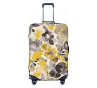 DWVTFSM Travel Luggage Cover Elastic Anti-Scratch Suitcase Protector Washable Travel Suitcase Cover Yellow Gray Flower Luggage Protector Fits 18-32 Inch Suitcase, Black, L