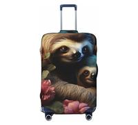 DWVTFSM Travel Luggage Cover Elastic Anti-Scratch Suitcase Protector Washable Travel Suitcase Cover A Sloth And A Baby Sloth Luggage Protector Fits 18-32 Inch Suitcase, Black, S